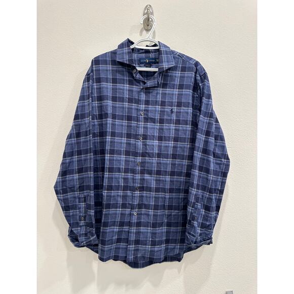 Ralph Lauren Mens XL Classic Fit Long Sleeve Button Down Blue Plaid Shirt Casual - Picture 1 of 7